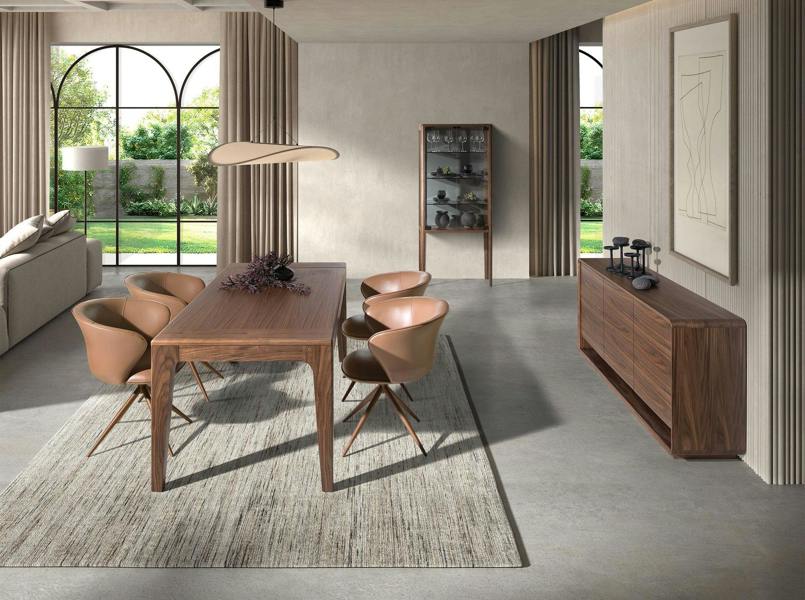 Angel Cerdá Tall sideboard in tempered glass and walnut with interior lighting 3292