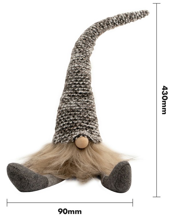 St Helens Fabric Santa-Gonk Decoration - Grey Check Hat