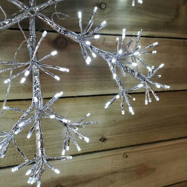 Samuel Alexander Premier 60cm Silver Starburst Snowflake Wall Window Decoration with 300 White LEDs