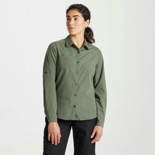 Craghoppers Womens/Ladies Expert Kiwi Long-Sleeved Shirt - Cedar Green - Cedar Green - 65% Recycled Polyester/35% Cotton