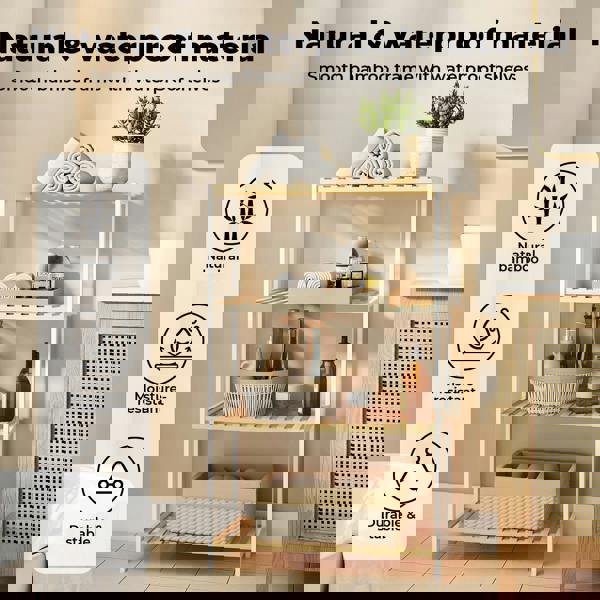 Levede Bamboo Storage Shelf 4-Tier Organiser Shelving Unit Plant Stand Shoe Rack