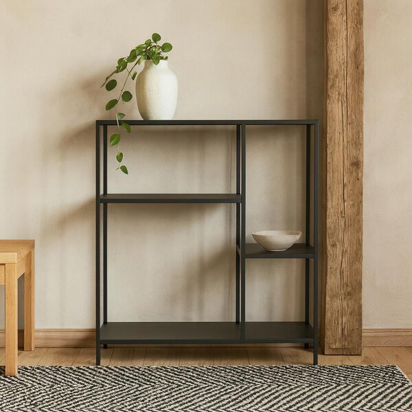 Wyld Haus Graz Matt Black Metal Asymmetrical Bookcase 3 Shelves