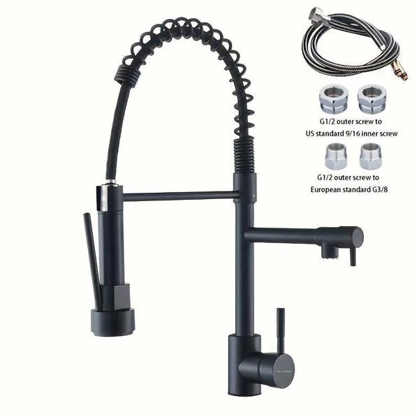 Dyzi Black Dual-Function Kitchen Mixer Tap Pull Down Spray Head