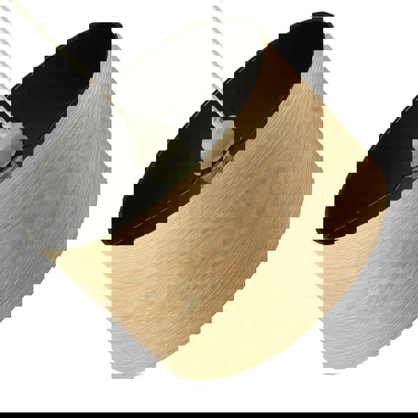 Designer Bamboo Wood Effect Round Lamp Shade with Inner Black Lining Image 5