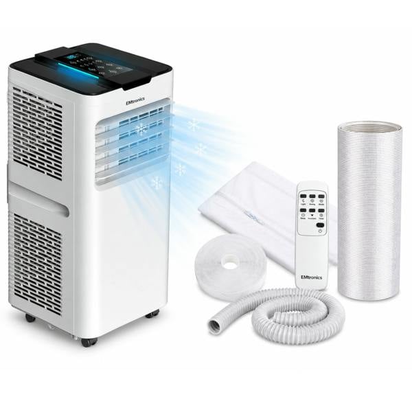 EMtronics 12K BTU Portable Air Conditioner Dehumidifier and Window Vent Kit