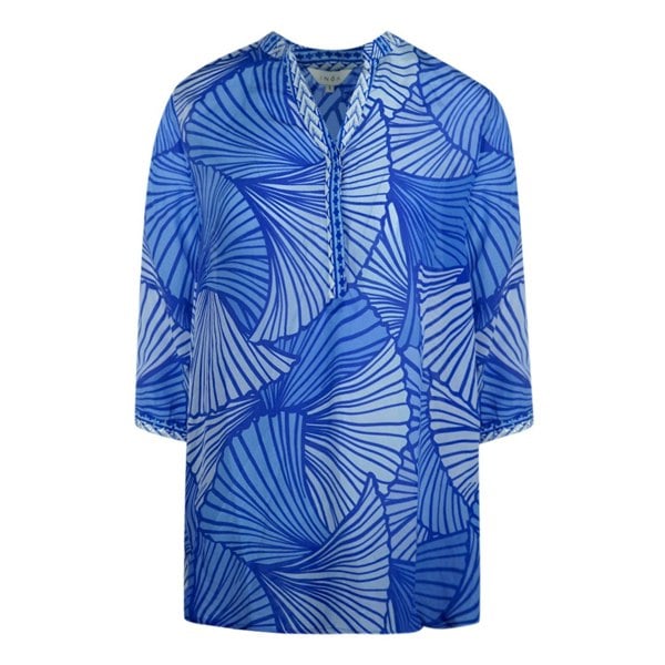 Inoa Exuma Blue 1202119 Long Sleeve Milano V Neck Blouse - Blue