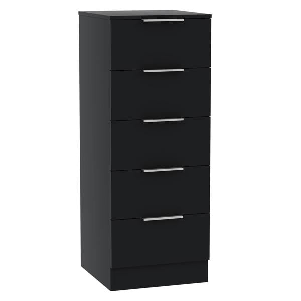 Vida Designs Trega 5 Drawer Narrow Chest, Black