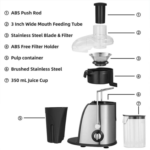 Havendro Juicer Machine Whole Fruit Vegetable Large Juice Extractor Stainless Steel