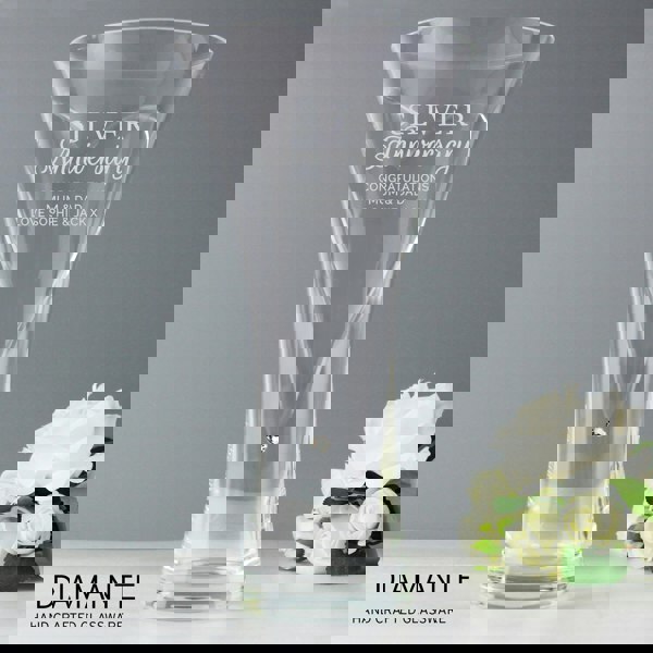 Personalised Memento Company Personalised Silver Anniversary Large Hand Cut Diamante Heart Vase