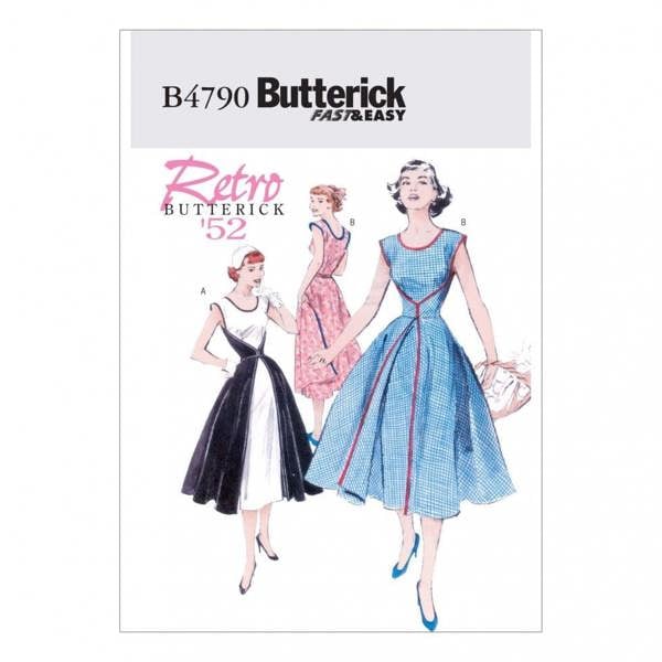 Butterick Sewing Pattern 4790, Dresses, Vintage Style for Women, 8-10-12-14 - Easy