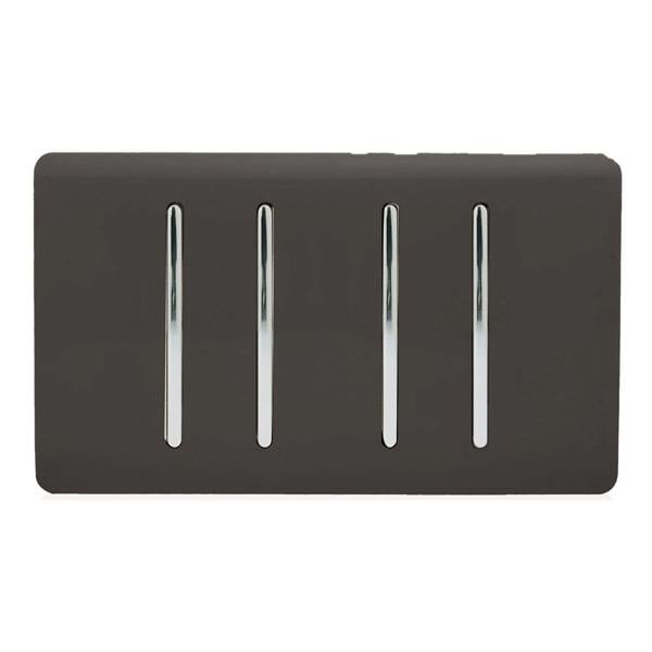Trendi Switch 4 Gang Light Switch (3x 1 or 2 Way & 1 x Intermediate)in Dark Mocha Brown