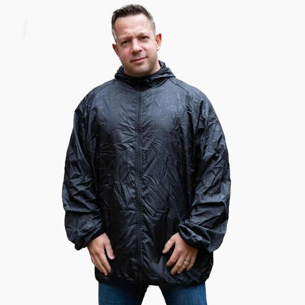 Lightweight Waterproof Packable Raincoat XXL – Unisex Black