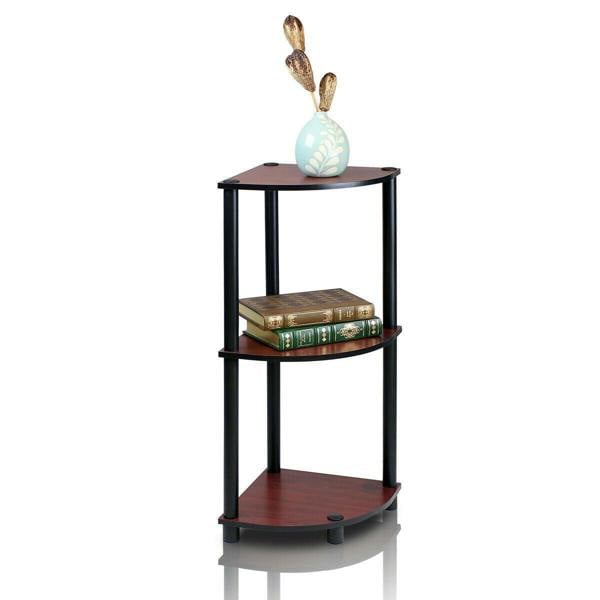 WALPLUS Minimalist /BK Turn-N-Tube 3-Tier Corner Display Rack Multipurpose Shelving Unit, Dark Cherry/Black for Small Spaces - SKU 12077DC