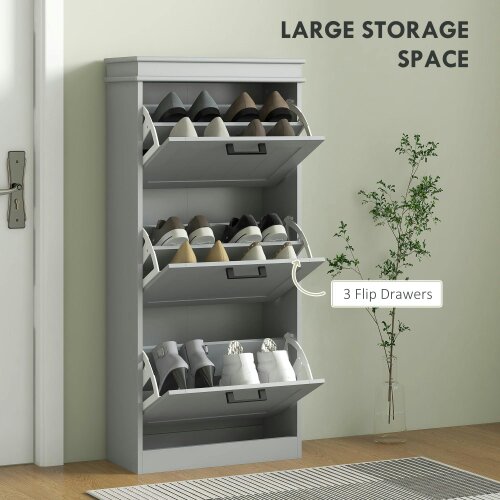 Wyld Haus Keliba Kaha Wooden Grey Minimal 3 Drawer Shoe Cabinet