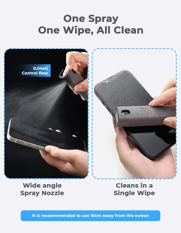 ULTRICS Screen Cleaner Spray, 3 in 1 Portable Cleaning Kit for Mobile, Laptop, Monitor and TV Screens