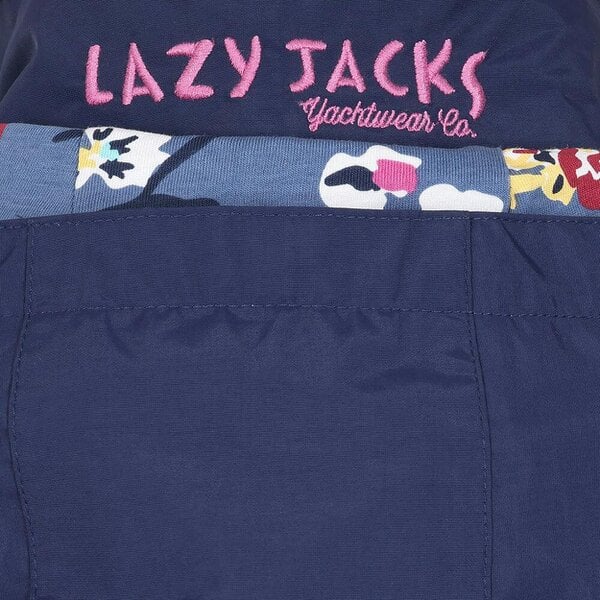 Lazy Jacks LJ67 - Ladies Long Waterproof Coat - Marine Posy