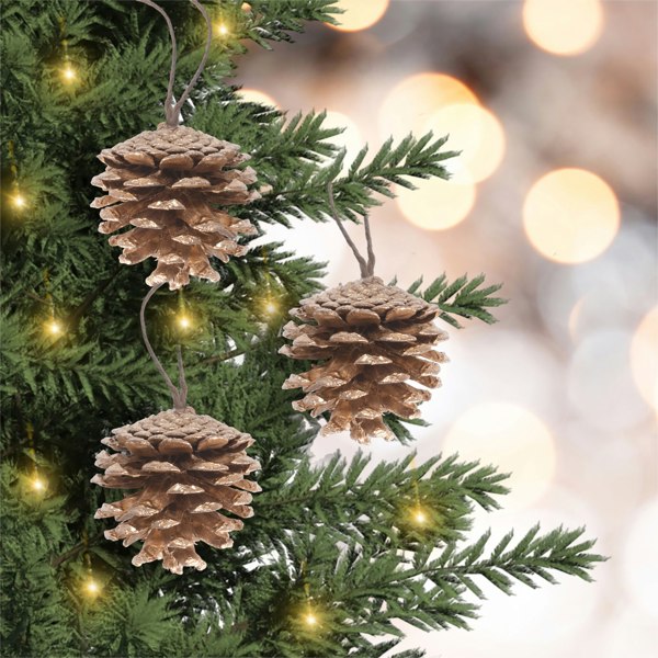 St Helens Gold Hanging Pinecones - Set Of 6