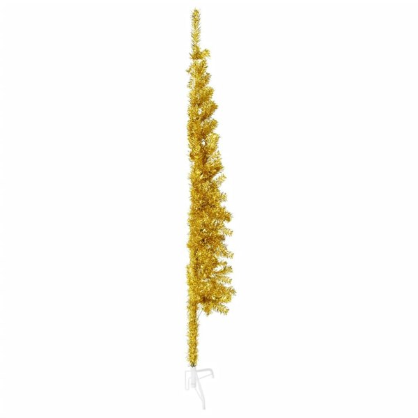 Berkfield Slim Artificial Half Christmas Tree with Stand Gold 120 cm