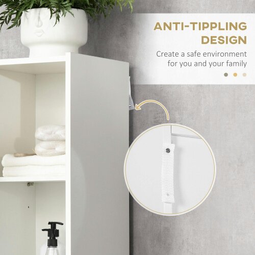 Wyld Haus Moka Tall Freestanding Bathroom Cabinet With 5 Tier Adjustable Shelving White