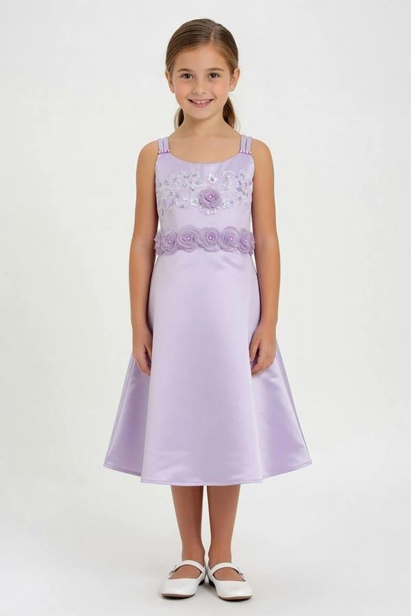 Cinda Satin Floral Party Dress