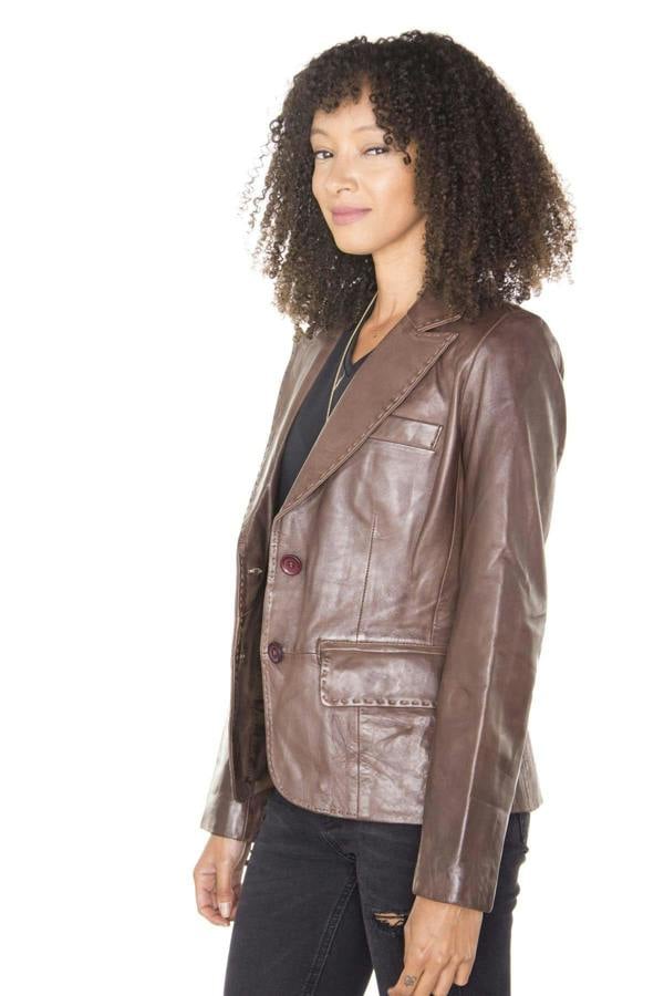 Infinity Leather Womens Leather Blazer Jacket-Seregno