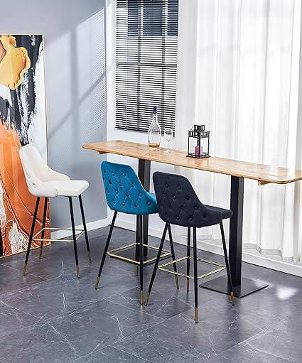 HYGRAD BUILT TO SURVIVE Velvet Bar Stools with Gold-Tipped Legs – Set of 2 | HYGRAD®
