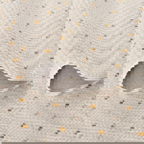 Living Room Rug, gold-cream colors, durability and underfoot comfort.