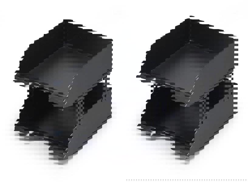 Durable Recycled Plastic Letter Tray Risers Spacers | Black