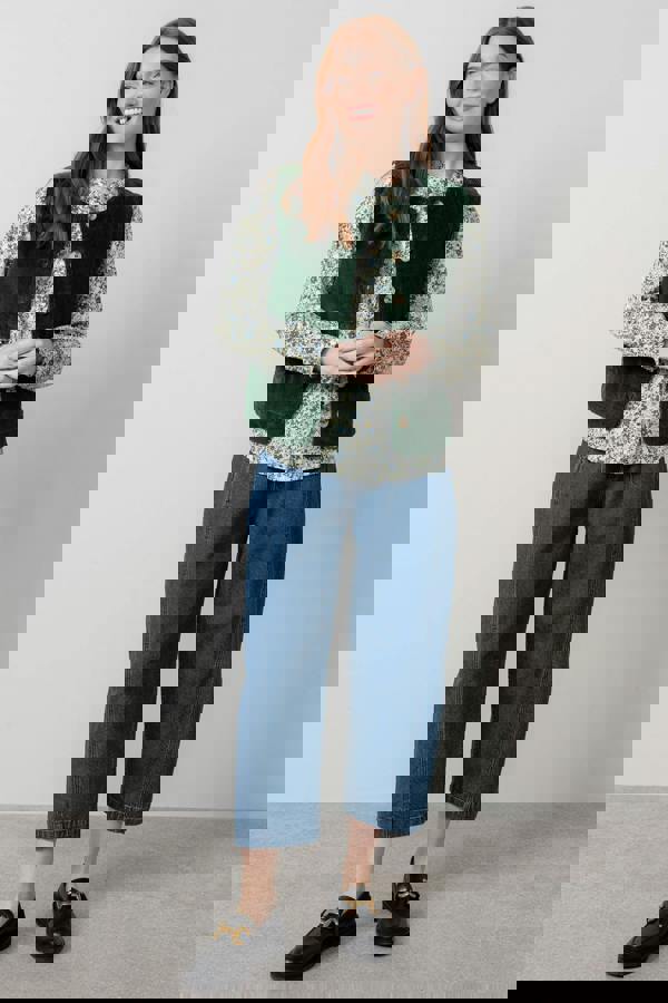 Lily & Me Dusk Stretch Cotton Jumbo Cord Gilet Pine Green