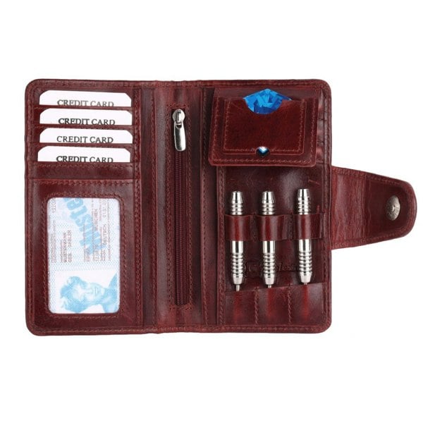 SPORTGIFTZ The Ultimate Buffalo Leather Darts Wallet - Red