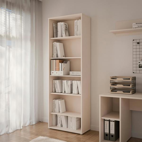 Furniture To Go Alice Springs Tall Wide Bookcase with 5 Shelves in Sand