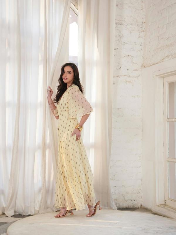 Rose & Nancy Talia Lemon Sparkle Maxi Dress