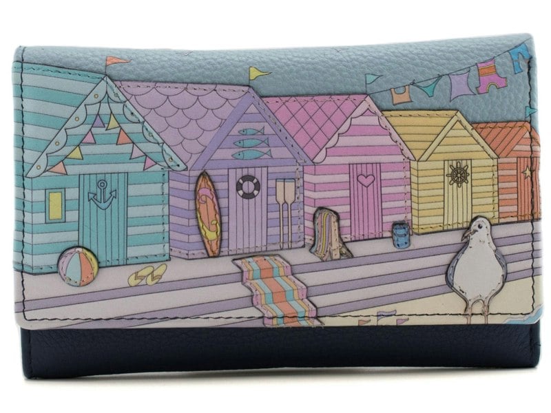 Mala Leather Woolacombe Trifold RFID Purse – Soft Leather – Beach & Dog Appliqué Design