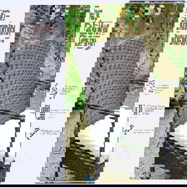 Furniture One 3-Piece Outdoor Rattan Bistro Set, 2 Seater Patio Rocking Chairs with Glass Top Coffee Table