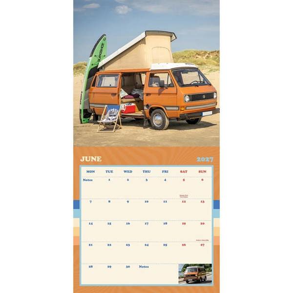 VW Camper Van Calendar 2027, Wall Calendars, Month To View, Transport, Gift
