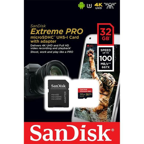 SanDisk Extreme PRO Micro SDHC 100MB s UHSI Card with adapter 32GB