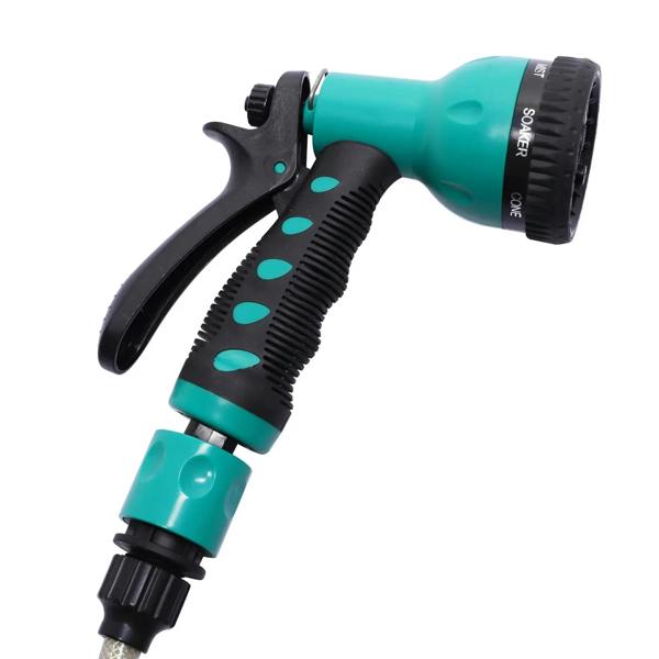 Blue multi-pattern garden spray gun with adjustable handle and trigger
