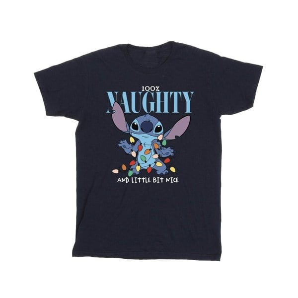 Disney Mens Lilo & Stitch Naughty & Nice T-Shirt - Navy Blue