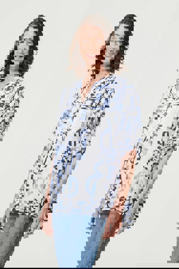 White | Floral Sequin Embellished Blouse Top
