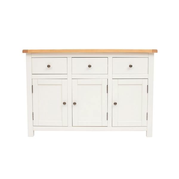 Maggiori Off White 3 Drawer 3 Door Sideboard Brass Knob