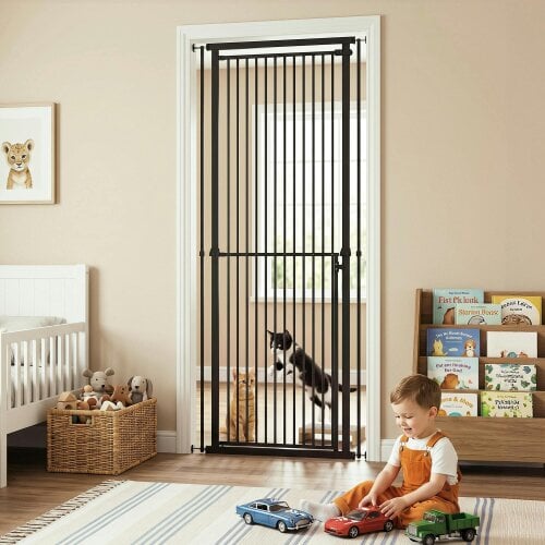 PawHut Extra Tall Pet Gate, Baby Gate with 112-200cm Adjustable Height Black