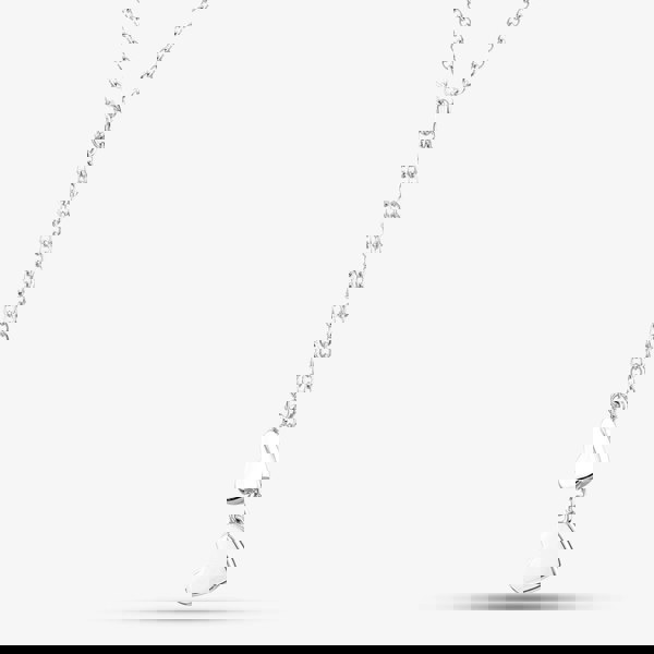 T. H. Baker Silver Two Plain Heart Chain Dropper Necklace NC01094A