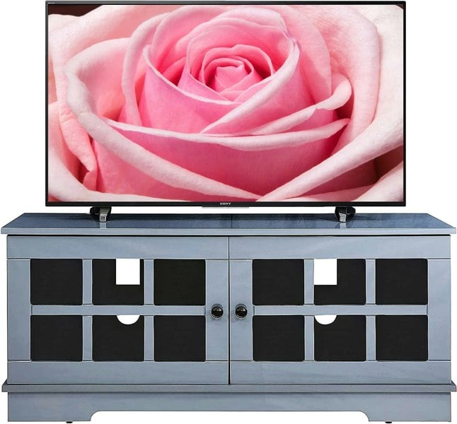 MDA Designs Hamilton Grey Freestanding Traditional TV Cabinet with Storage Elegant Classic Design for Flat Screen TVs up to 55"