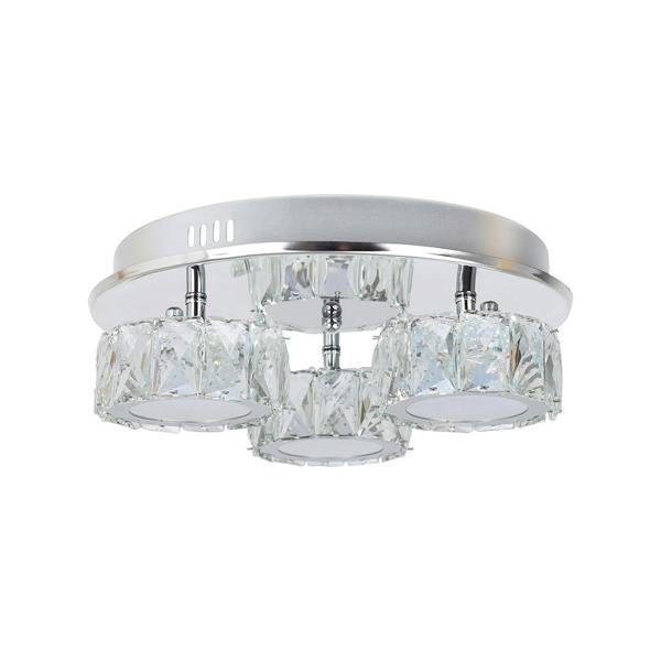 Pagazzi Lighting Dilan 3 Light Polished Chrome & Crystal LED Flush Ceiling Light