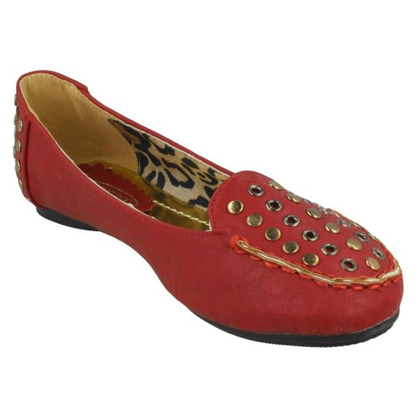 Spot On Girls Spot On Studded Saddle Trim Ballerinas H2272