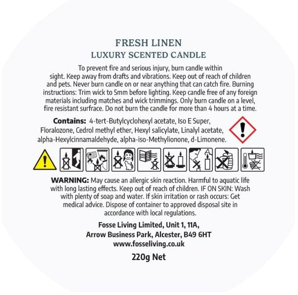 Fosse Living Fresh Linen Scented Candle