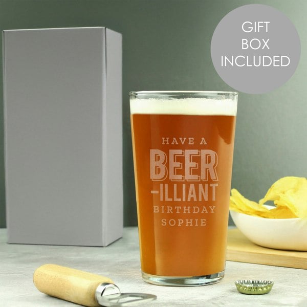Personalised Memento Company Personalised Beer-Illiant Birthday Pint Glass