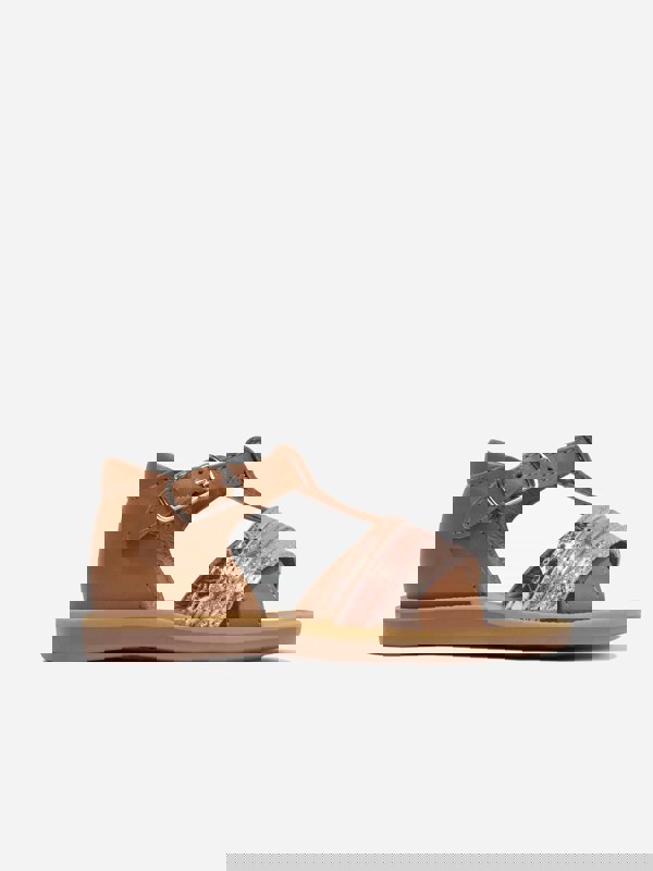 Pom D'Api Girls Leather Poppy Lili Sandals in Camel