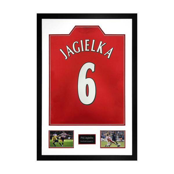 Phil Jagielka Signed Sheffield United Shirt Premium Frame