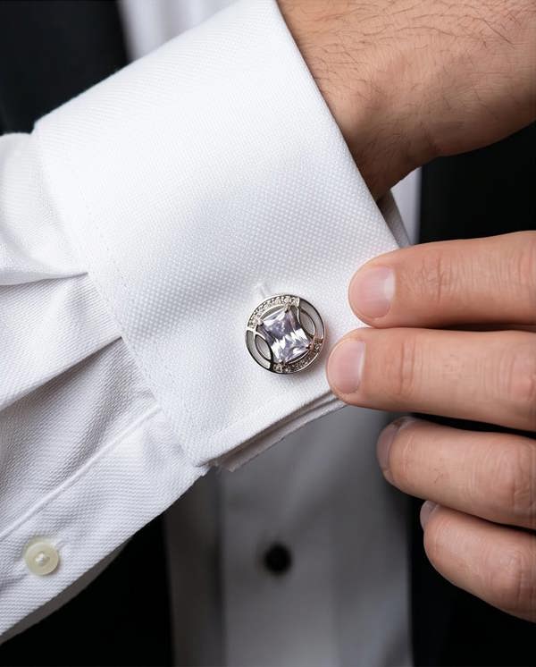 Pamoni Sky Blue Crystal & Diamond Accent Cufflinks